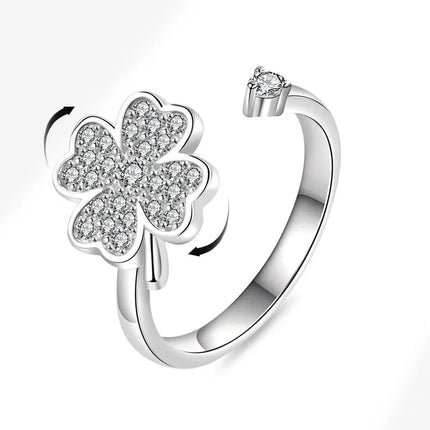 VENTFILLE 925 Sterling Silver Moon And Stars Zircon Rotatable Ring For Women Gift Diamond Relieve Stress Ring Jewelry Wholesale