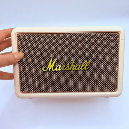 Marshall Kilburn II Portable Bluetooth Speaker, Black Leather Texture, Yellow Logo, Outdoor Stereo Bass Suitable for Hiking Trip