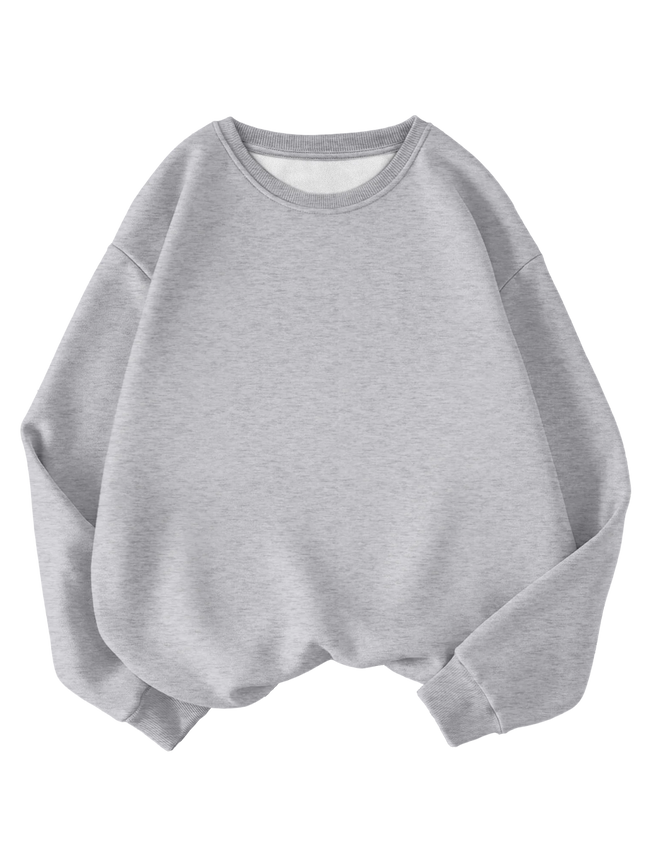 Women's Light Gray Oversized Crewneck Sweatshirt Loose Fit Casual Pullover