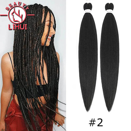30" Ombre Brown Pre Stretched Braiding Hair YAKI Straight Jumbo Braids Hair Extensions Synthetic Bulk Hair Wholesale Fake Hair