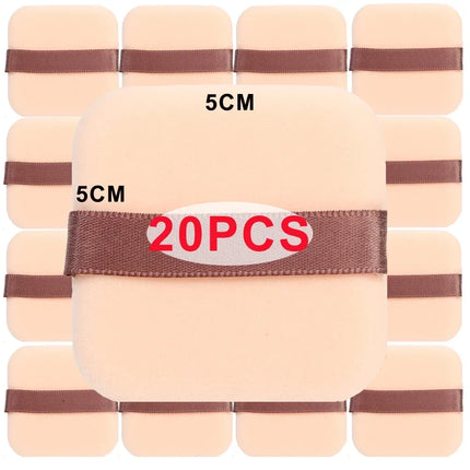 1-20pcs High-Density Flocked Cushion Powder Puff Soft Professional Round Rectangular Shape Foundation Sponge Puff Makeup Puffs