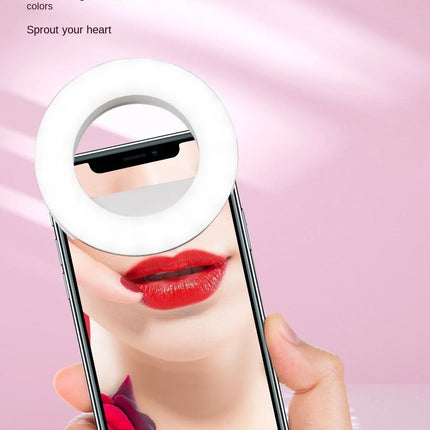 Ring Light Phone Selfie Stick LED Clip-on Rechargeable Round Lamp Live Stream for Smartphone Laptop IPad IPone