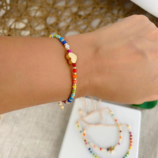 KKBEAD Boho Beach Bracelet Women Stackable Y2K Jewelry Colorful Crystal Beads Summer Rainbow Gift Mother's Day Vacation Jewelry