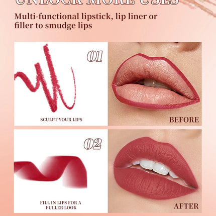 Twist Up Lip Liner Lipstick Pen Multipurpose Powder Blusher Velvet Matte Waterproof Lip Contour Non Stick Cup Lip Rouge Makeup