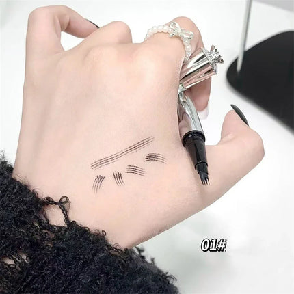Waterproof Wild Eyebrow Pen 2/4 Separated Head Natural Brow Makeup Quick-Drying Creation of Ultra-Fine Lasting Liquid Eyebrow