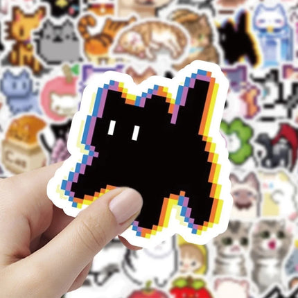 100Pcs Cute Pixel Cat Stickers kawaii kitten Decals For Laptop Scrapbook Luggage Guitar Helmet DIY Graffiti Stickers