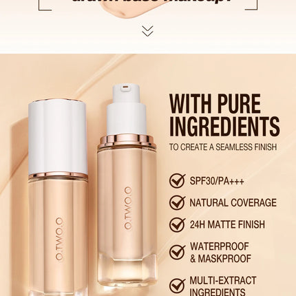 Liquid Foundation Cream 30ml Full Coverage Makeup Base SPF30 Waterproof Long Lasting Concealer Smooth Matte Finish