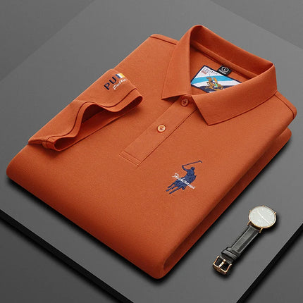 Luxury Embroidery Men's Polo Shirt Summer Thin Breathable 100% Cotton Black Navy Blue Lapel Short-Sleeved Tops Brand Clothing