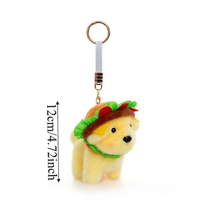 Ultra-Soft PP Cotton Burger Animal Plushie Exquisite Embroidery Short Plush Fabric Kawaii Foodie Key Chain Eco-Friendly Dyeing
