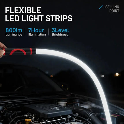 SCKDAY 360° Flexible LED Work Light 800LM Silicone Inspection Lamp Type-C Charging Bendable Flashlight for Tight Engine Space