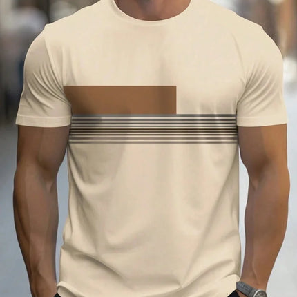 Summer men's casual sports loose oversized simple letter pattern printed round neck short sleeved T-shirt top
