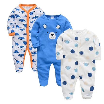 KAVKAS 1/2/3 Pcs Baby Boys Rompers Cartoon Print Overalls Cotton Infant Clothing Kids Jumpsuit Newborn Pajimas 0-3 Months