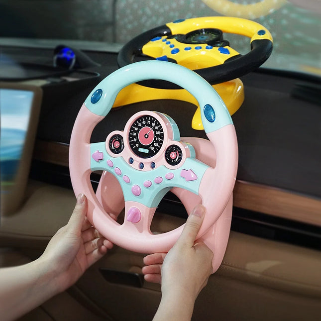Eletric Steering Wheel Toy With Light Sound For Kids Early Education Portable Accelerator Pedal Traffic Light Driving Vocal Toys