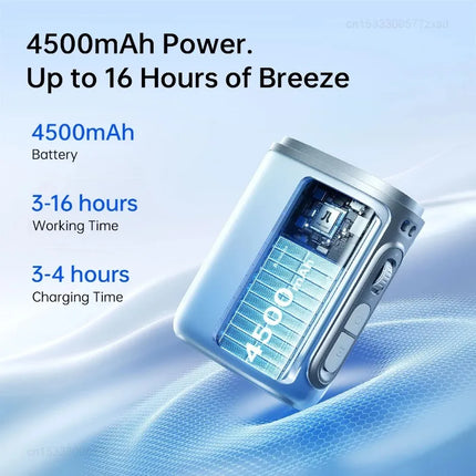 Outdoors Portable Neck Fan 4500mAh Battery with 100 Wind Speed Wearable Waist Fan with LED Display Ultra-Lightweight Fashion Fan