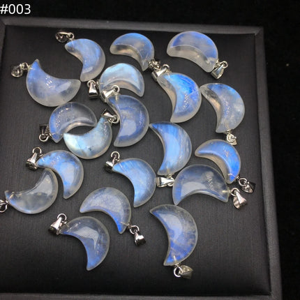 1 Pc Fengbaowu Natural Blue Moonstone Moon Pendant 925 Sterling Silver Reiki Healing Stone Jewelry Gift DIY Accessories