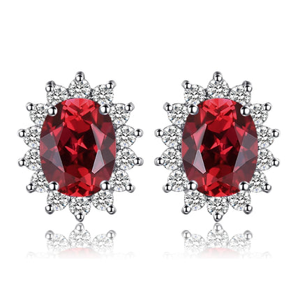 JewelryPalace Created Blue Sapphire Ruby 925 Sterling Silver Stud Earrings Natural Amethyst Garnet Peridot Topaz Princess Diana