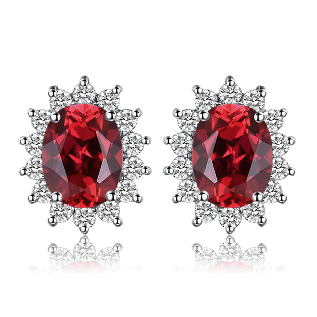 JewelryPalace Created Blue Sapphire Ruby 925 Sterling Silver Stud Earrings Natural Amethyst Garnet Peridot Topaz Princess Diana