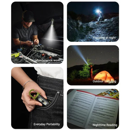 Powerful EDC LED Flashlight Keychain Rechargeable Hanging Portable Flashlights Waterproof Keyring Camping Walking Pocket Lamp