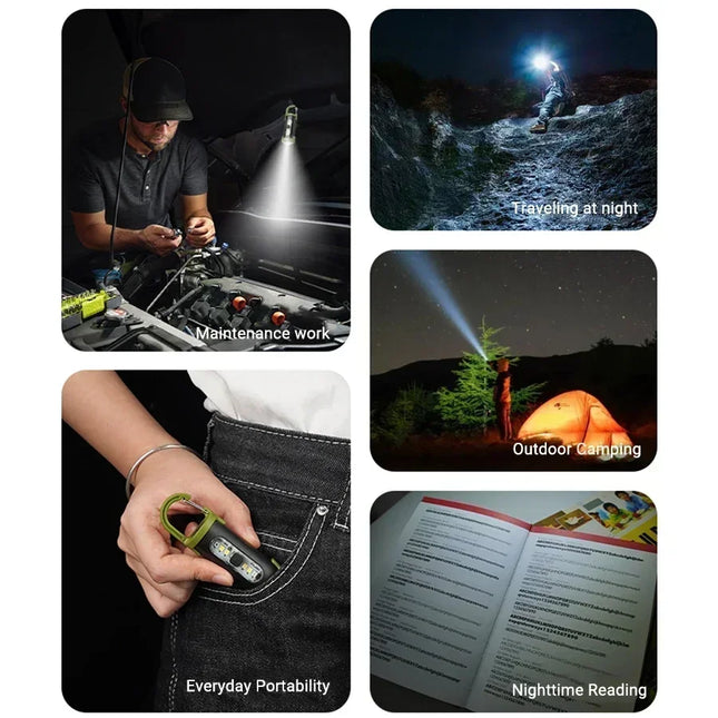 Powerful EDC LED Flashlight Keychain Rechargeable Hanging Portable Flashlights Waterproof Keyring Camping Walking Pocket Lamp