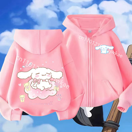 2026 Fashion Casual Zip Up Hoodie Pure Cinnamoroll Cartoon Printed Autumn Winter Boys and Girls Kidswear Zipeer Hoodie Tops