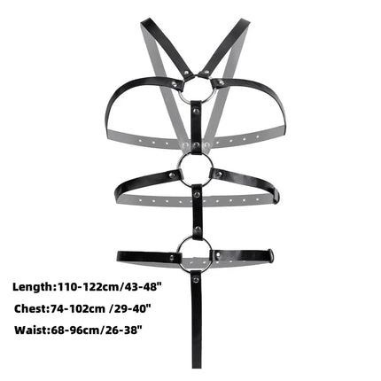 Men's Body Chest Harness Belt Adjustable Punk Leather Bodysuit Fetish Lingerie Bondage Strap Party Clubwear Male Sex Costumes