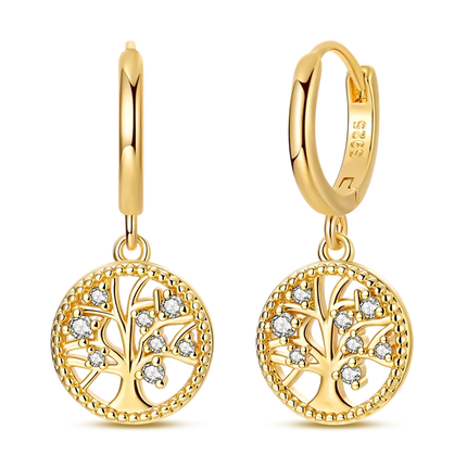 Women original 925 Silver Golden Glowing Firefly Stud Earring Bilayer Round Droplets Heart Gold Hoop Earrings Party Jewelry Gift