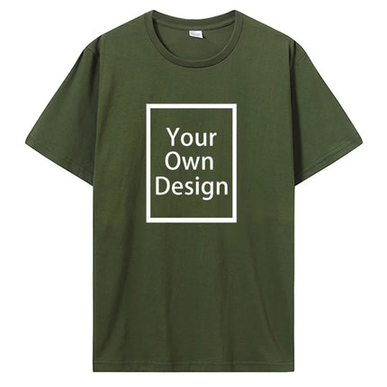 Custom Cotton Customized Print Short Sleeve T Shirt Summer Tops Tees DIY Your Like Photo Or Logo Cotton T-shirt Men Clothing