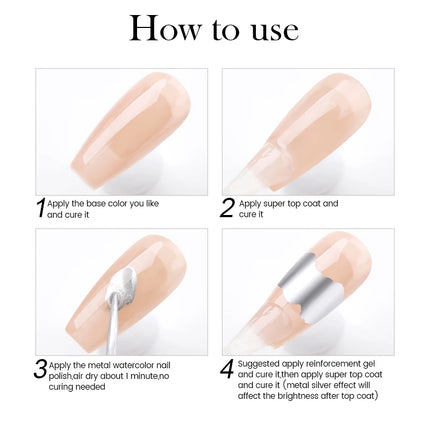 BORN PRETTY 7ml Silver Metal Effect Watercolor Nail Polish Clear Blossoming Effect Natural Air Dry Manicure Nail Art Varnish