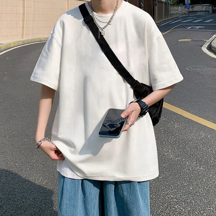Men's Cotton T-shirts White Men's Casual Summer Wear Oversized T Shirt Solid Tee Shirts for Men 5XL Big Size Male Clothes