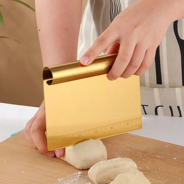 Stainless Steel Pastry Dough Cutter Manual Operation Ergonomic Handle Pizza Scraper Clear Markings Comfortable Grip Cake Divider