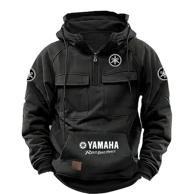 2026 Yamaha Logo Men's High Quality Multi Pocket Hoodie Coat Autumn/Winter Trendy Casual Sports Hoodie Top Hooded Sweatshirt