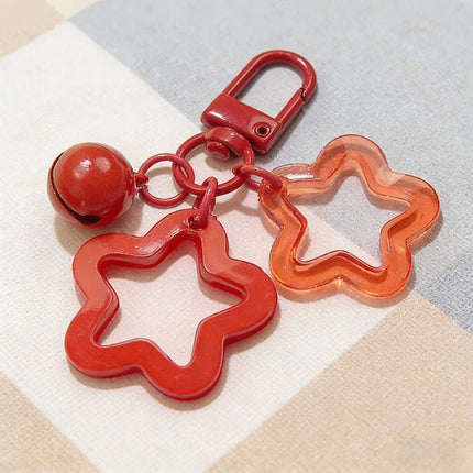 Acrylic Creative Cute Hollow Design Star Bell Keychain Pendant For Men Women Bag Charm Car Keychain Accessories Jewelry Gifts