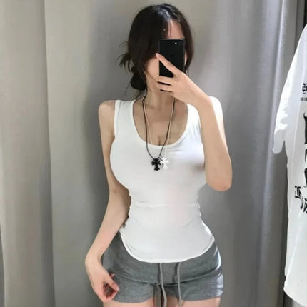 Dongda Gate Women's Faionable Versatile Slim Fit Svel Tank Top Summer Outerwear Sweet Spicy High-End Feeling