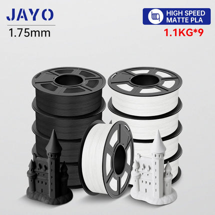 JAYO High Speed PLA matte 3D Filament 1.75mm PLA 3D Printer Filament 9Rolls/set Neatly Wound Matte Effect 3D Printing Materials