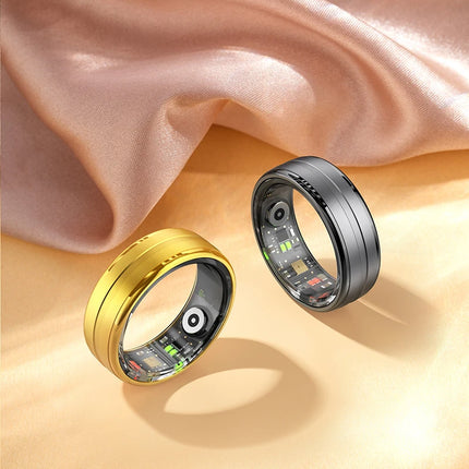 R06 Smart Ring With Charing Case,Heart Rate and Blood Oxygen Monitor, IP68 & 5ATM Waterproof, Multi-sport Mode For Men Women