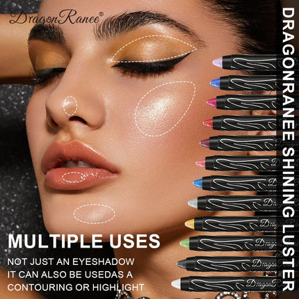 12 Colors Long-lasting Glitter Eyeshadow Pencil Pigment Blue Brown Black Eyeliner Pen Women Fashion Shimmer Eye Shadow Makeup