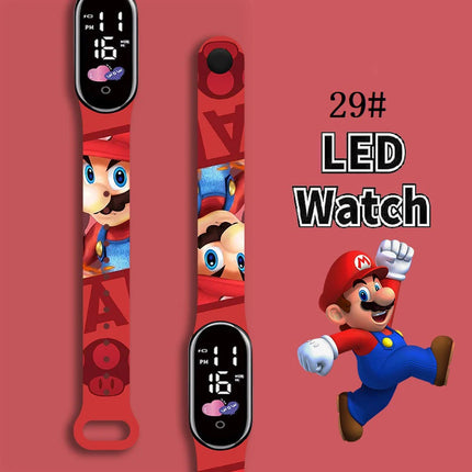 Kids Digital Watch Cartoon Silicone Strap Wristwatch for Boys Girls Children Mario Waterproof LED Sport Watch Gift