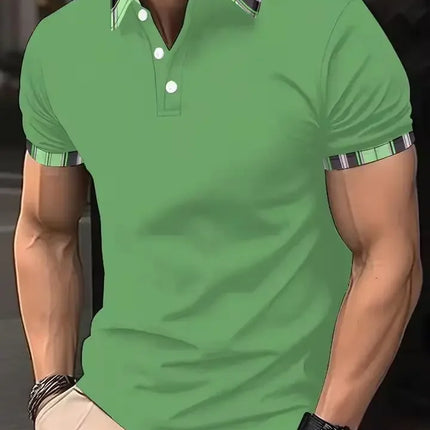 Summer Men's Golf Striped Pattern Polo Short-sleeved Polo Shirt Collar Shirt Business Casual Outdoor 3d Printed Geometric Polo