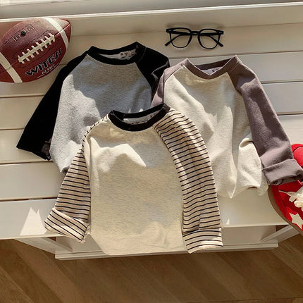 Kids' Striped Long-Sleeve T-Shirt Toddler Girl Loose Bottoming Shirt Boy Baby Casual Tops Fashion Children's Cotton Tees