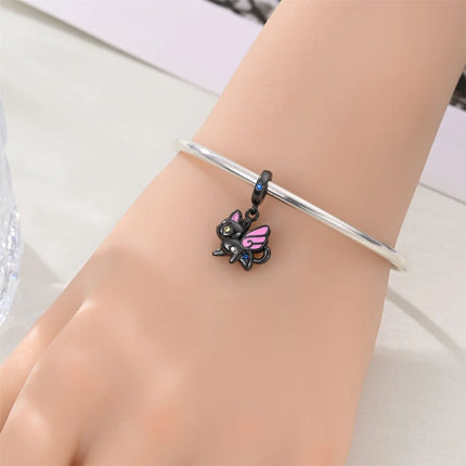 Hot Sale 925 Sterling Silver Cute Panda Beads & Penguin Dangle Charm Fit Snake Bracelet Boutique Necklace Black Pendant Gift
