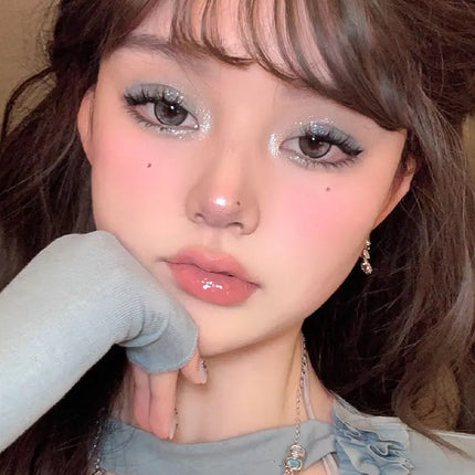 Diamond Grey Blue Highlighter Eyeshadow Palette Shine Pearlescent Face Body Brighten Glitter Natural Gloss Contour Makeup