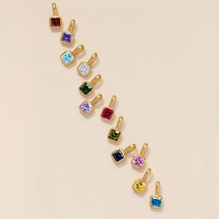 eManco 14K Gold Plated Octagon Metal Charms Stainless Steel Birthstone Pendant  for DIY Necklace Bracelet Jewelry
