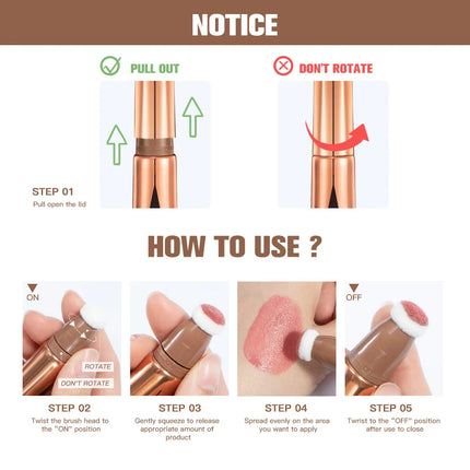 Multifunctional Makeup Pen Liquid Blush Bronzer Contouring Highlighter Pearlescent Fine Flash Sponge Tip Beauty Cosmetics Stick