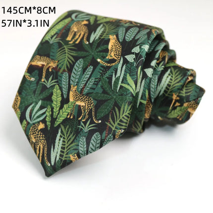 Green Deep Military Green Tie Floral Pattern Artistic Personality Student Uniform Tie Accessories Personality Trend Casual Daily