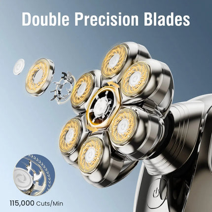 7D Head Shavers for Bald Men Detachable Head Shaver Dry Wet Bald Head Razor IPX7 Waterproof Shaving Machine with Type C Charge