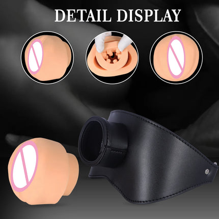Silicone Realistic Pocket Pussy Vagina Adult Masturbator Mouth Gag Leather Strapson Gags Bdsm Bondage Sex Toys For Adults 18+