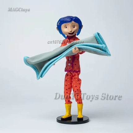 NECA Anime Coraline Doll Articulated Anime Figure Raincoat Sweater In Striped Shirt Toy LA Girl Decoration Model Bithday Gifts