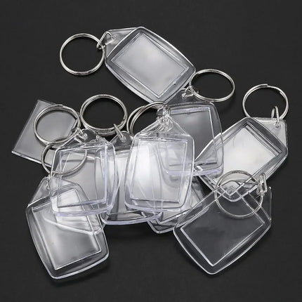 1/50Pcs DIY Transparent Acrylic Keychains Blank Photo Frame Insert Photo Split Key Pendant Key Holder Couple Anniversary Gifts