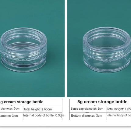 100pcs 2g/5g/10g Empty Plastic Jar Pots Transparent Sample Bottles Eyeshadow Cream Lip Balm Container Portable Makeup Jar