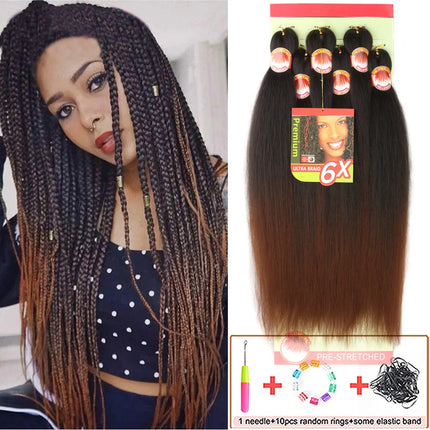 6X Braids 26 Inch Braiding Hair Pre Stretched Blonde Ombre Braiding Hair Synthetic Fake Hair Extensions for Braids Women